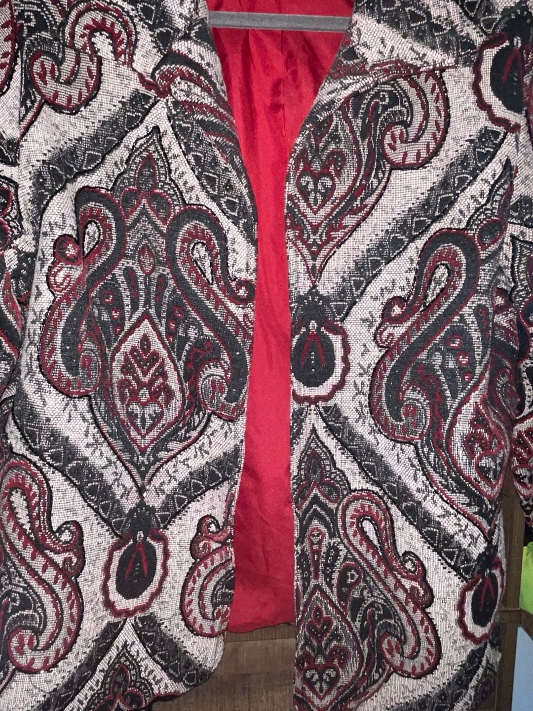 Coldwater Creek XL Paisley Beaded Tapestry Jacquard Blazer Boho 10