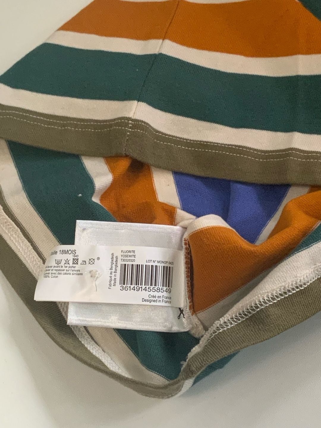 Bout'Chou Striped T-Shirt Boys Size 18M Multicolored Cotton 6