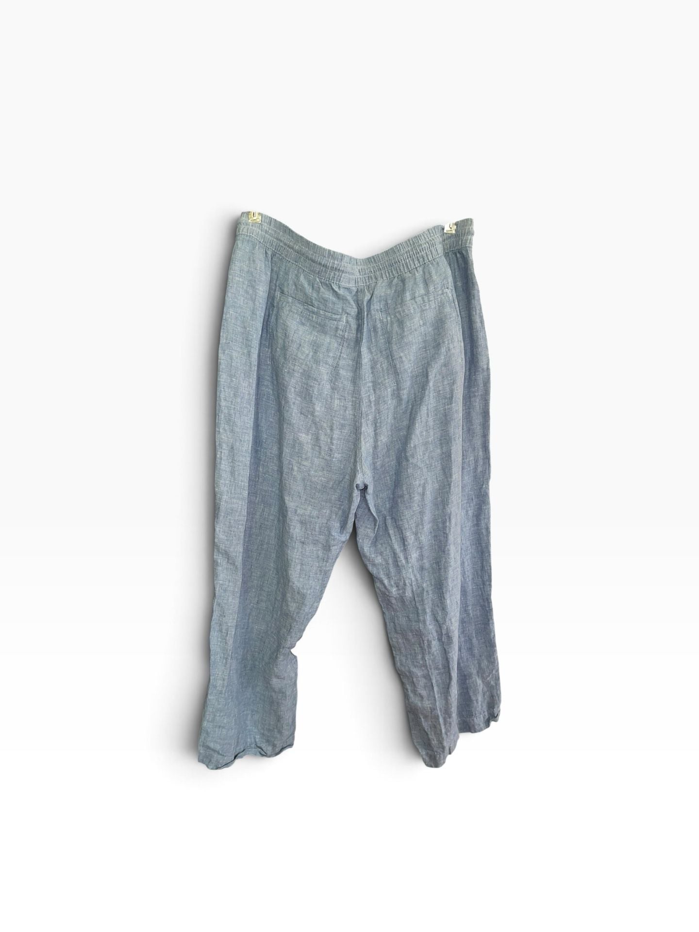 Athleta Cabo Linen Wide Leg Pants 18 Chambray Blue Coastal Resort Drawstring 4