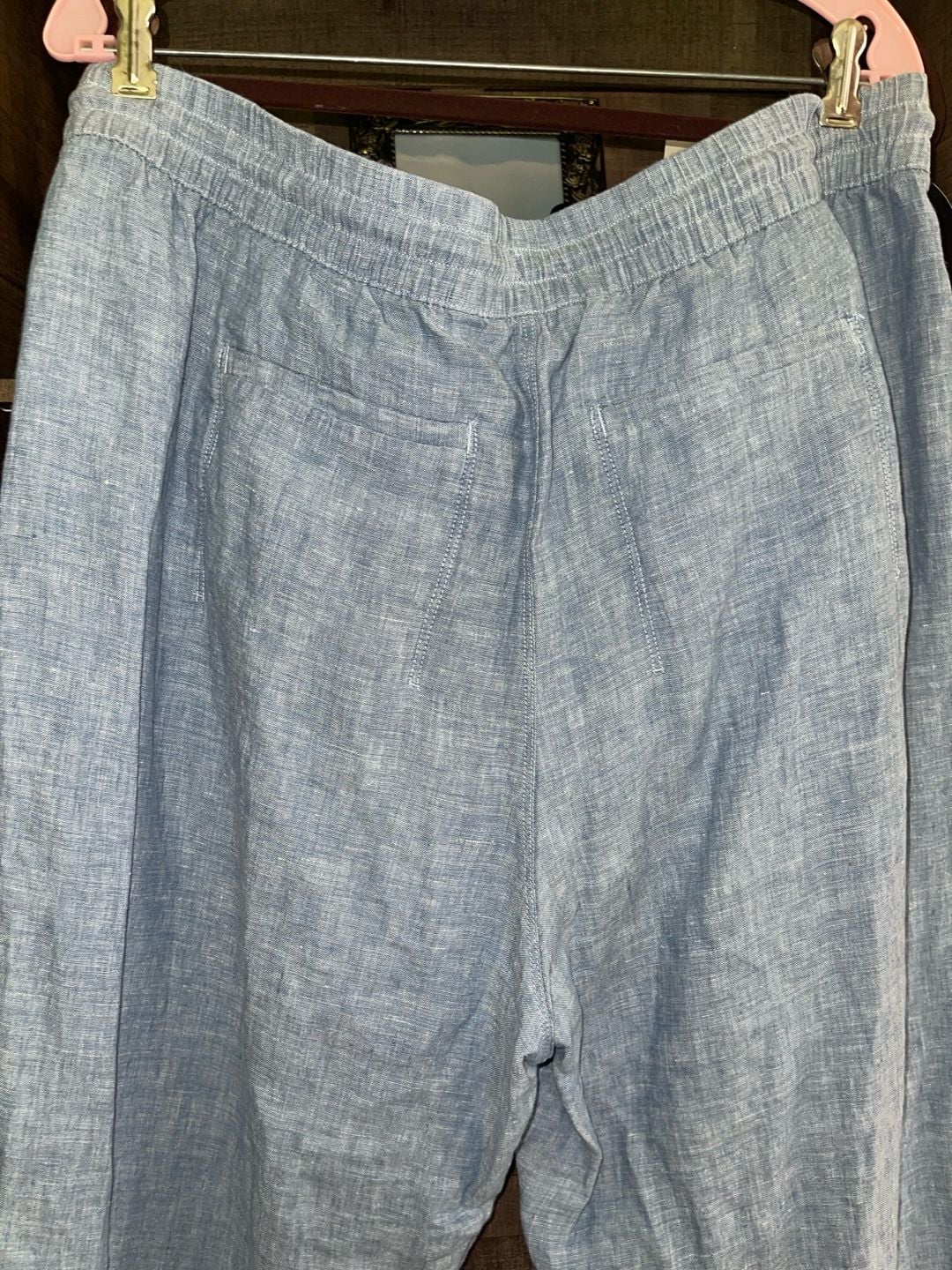 Athleta Cabo Linen Wide Leg Pants 18 Chambray Blue Coastal Resort Drawstring 7
