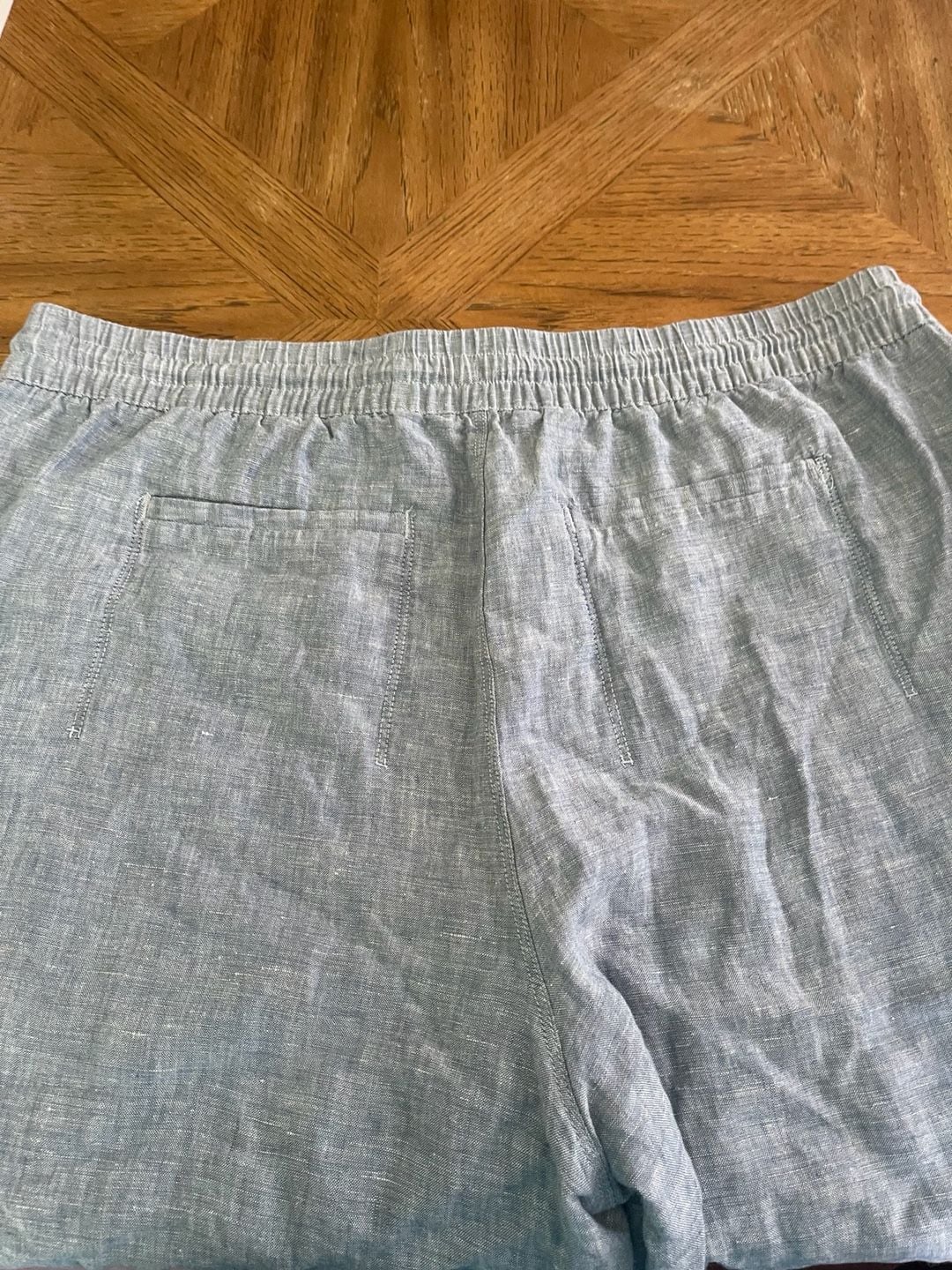 Athleta Cabo Linen Wide Leg Pants 18 Chambray Blue Coastal Resort Drawstring 11