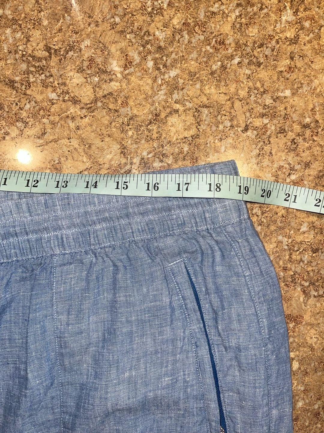 Athleta Cabo Linen Wide Leg Pants 18 Chambray Blue Coastal Resort Drawstring 14