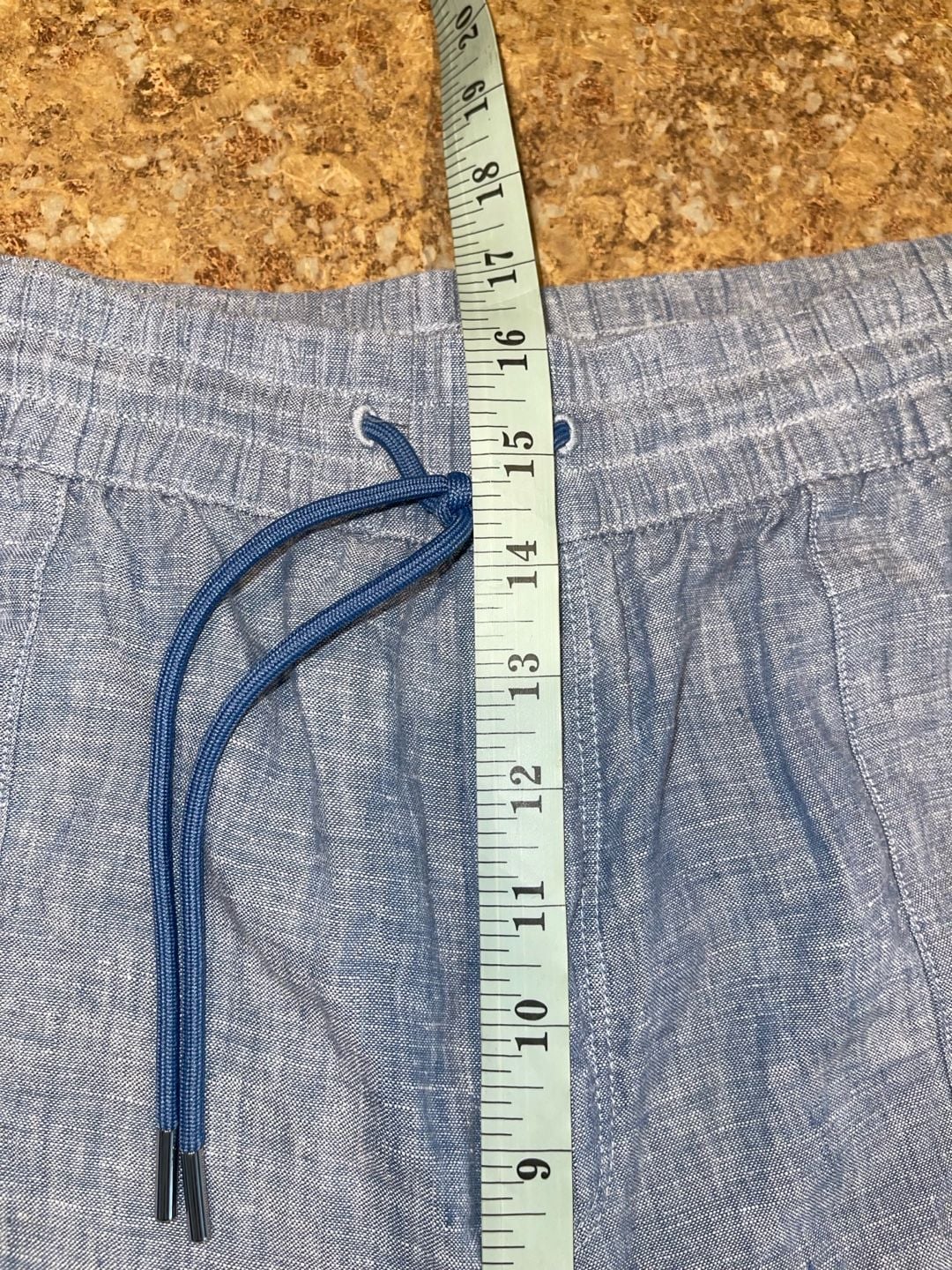 Athleta Cabo Linen Wide Leg Pants 18 Chambray Blue Coastal Resort Drawstring 17