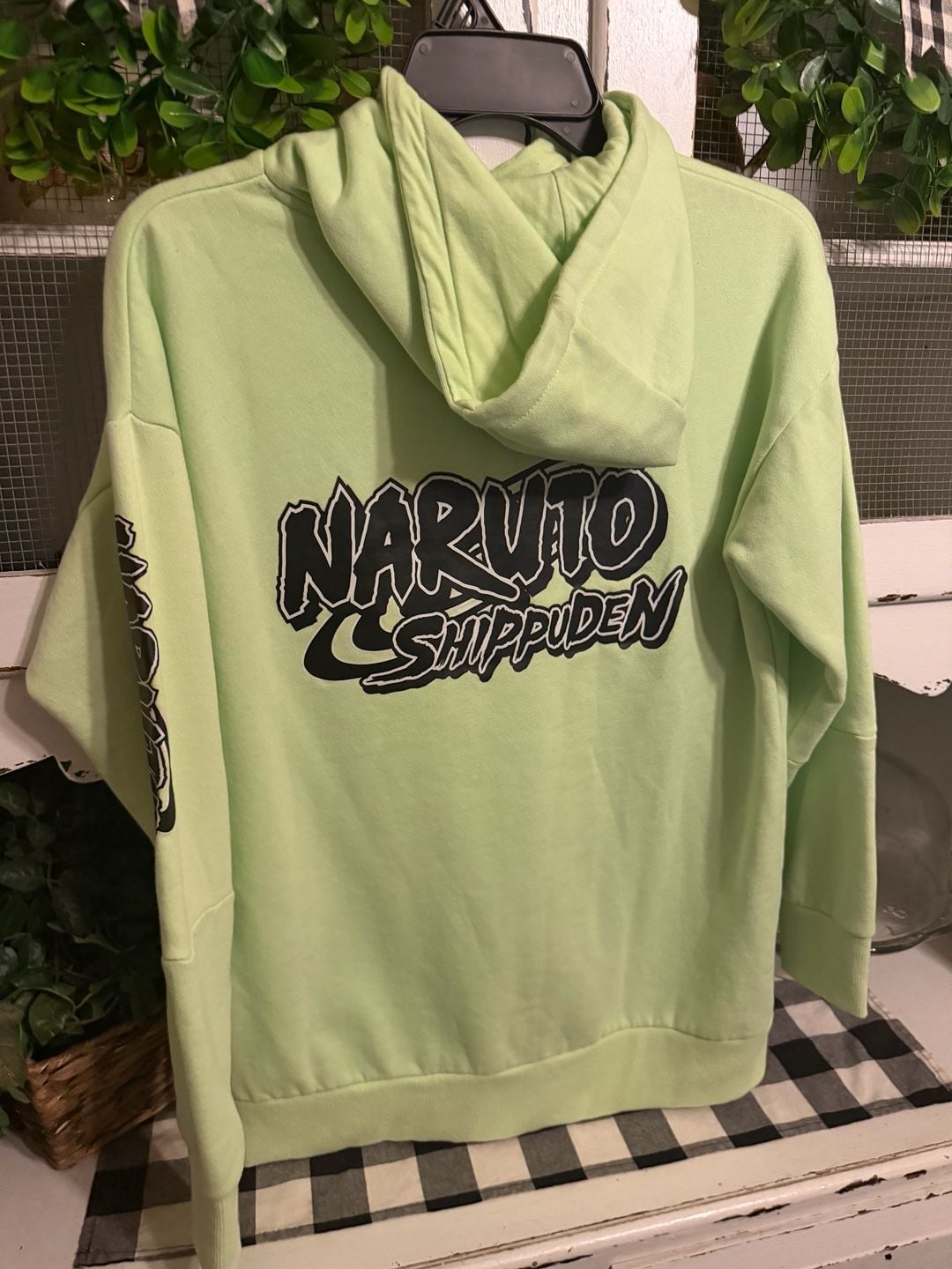 Zara Naruto Shippuden Hoodie Size 13-14 Yrs Light Green Anime Pullover 7