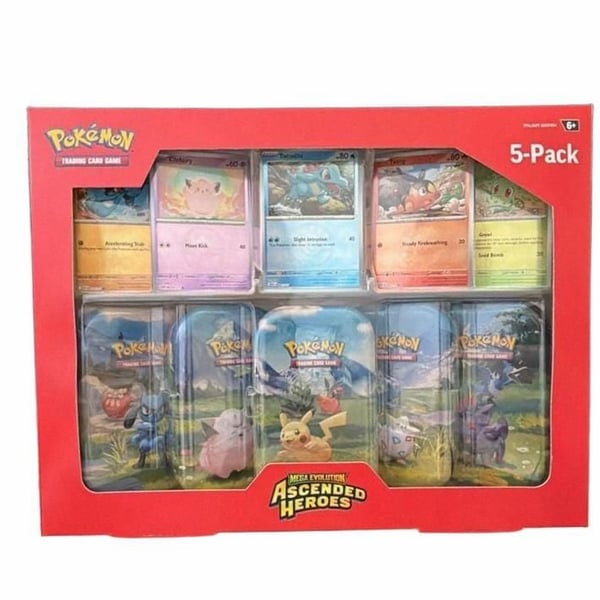Pokemon TCG Mega Evolution Ascended Heroes Mini Tin 5-Pack Box