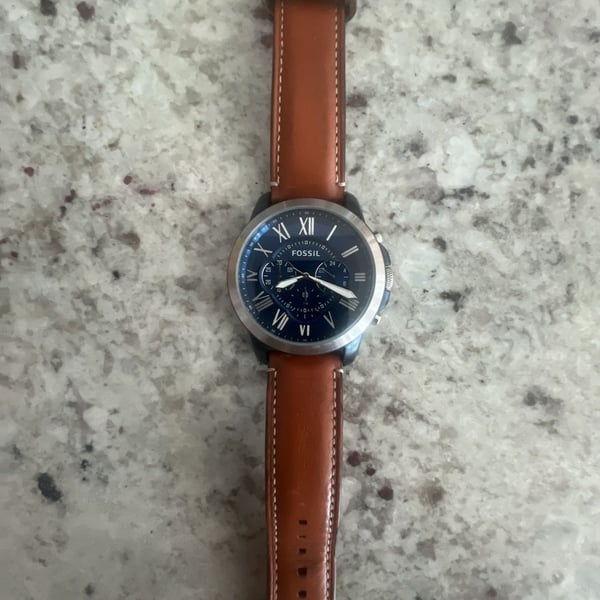 Fossil Grant Chronograph Watch FS5151 Blue Dial Brown Leather