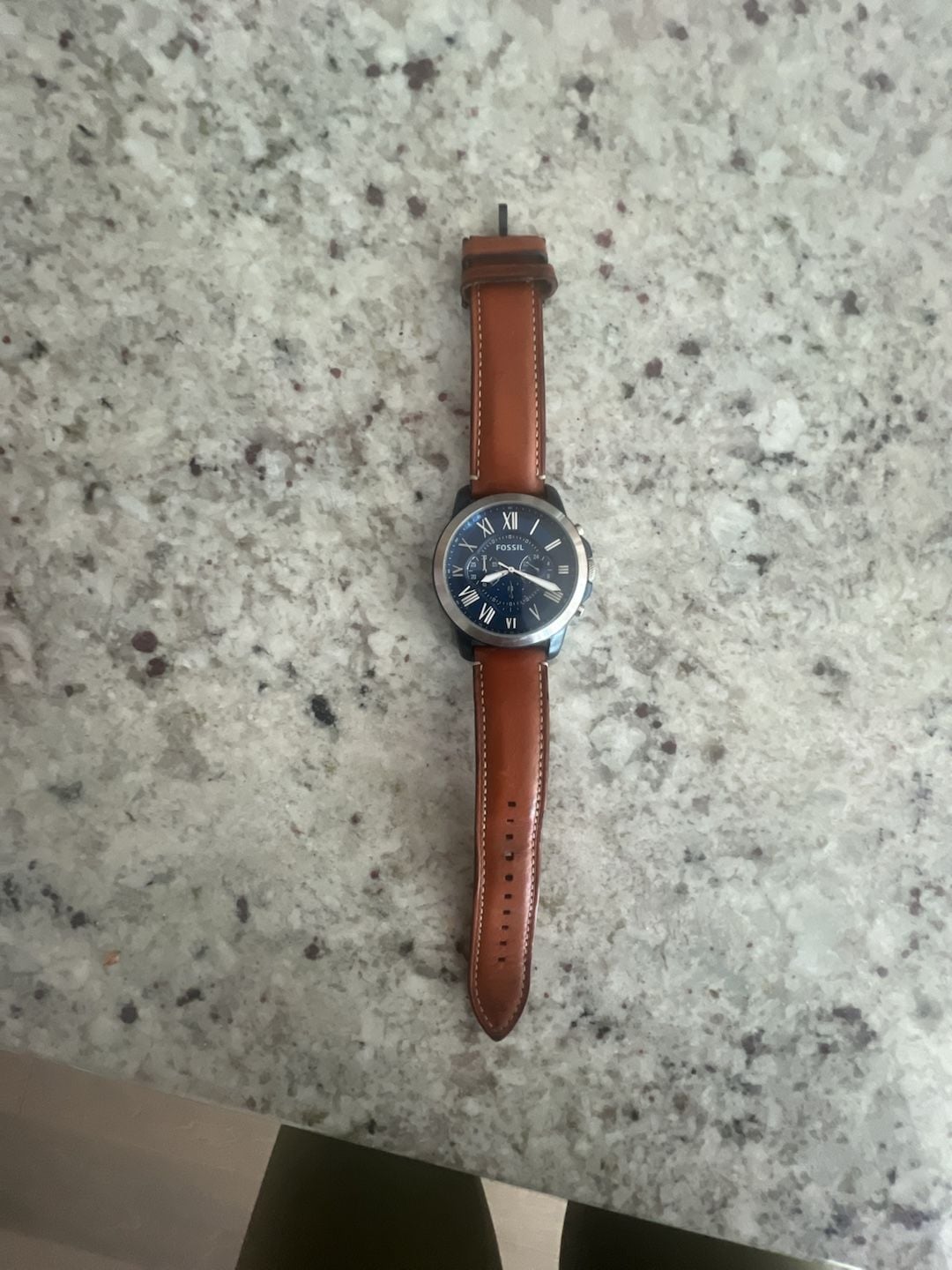 Fossil Grant Chronograph Watch FS5151 Blue Dial Brown Leather 6