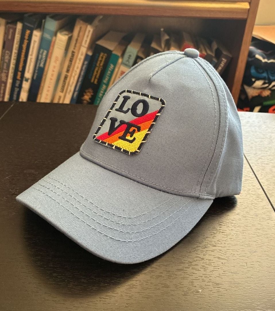 Butter Super Soft Love Rainbow Patch Baseball Cap OS Light Blue Cotton 7