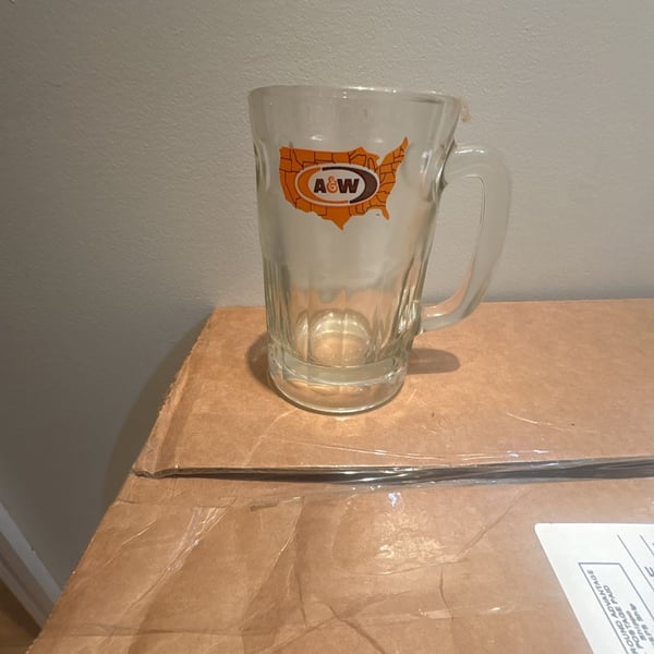 A&W Glass Mug USA Map Logo Heavy Vintage Root Beer