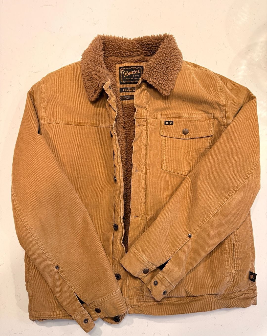 Howler Brothers HB Depot Jacket Size L Corduroy Sherpa Lined Brown 1