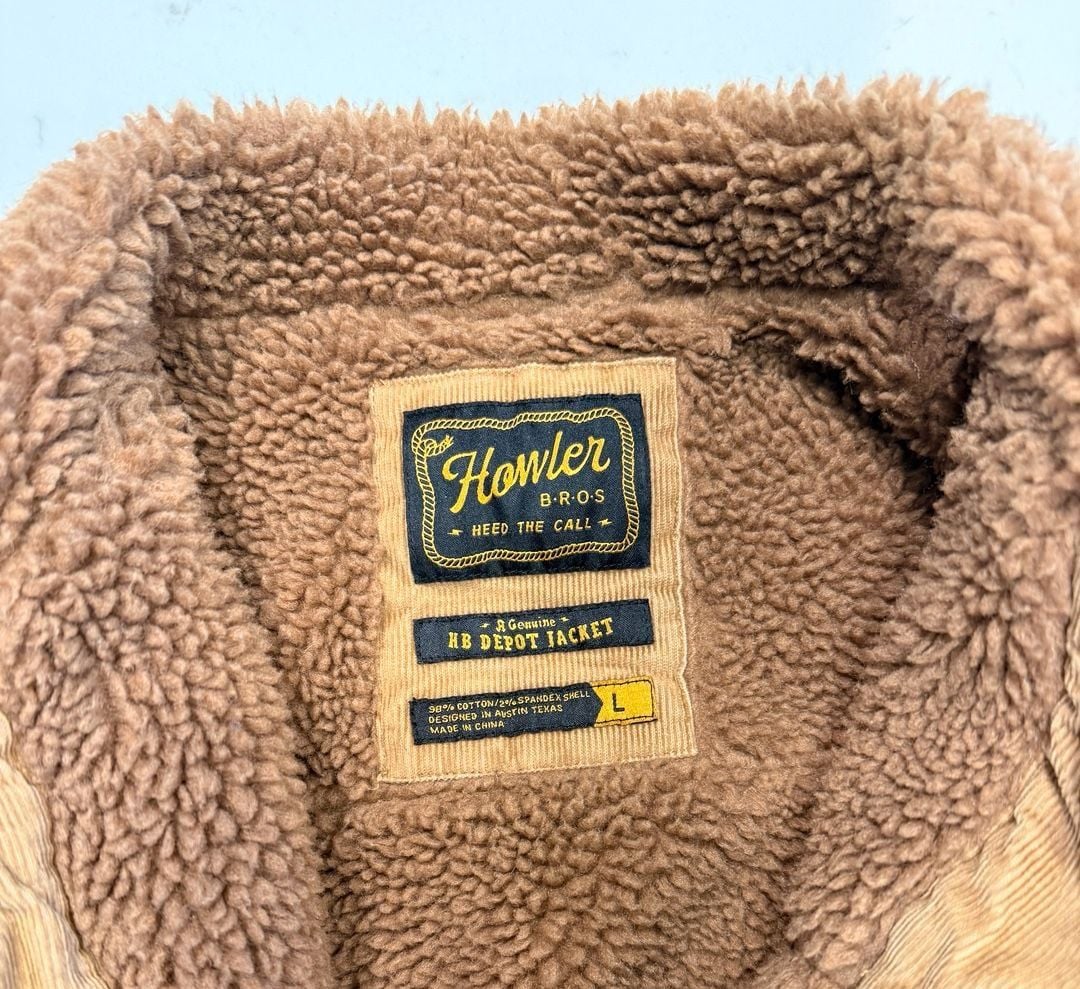 Howler Brothers HB Depot Jacket Size L Corduroy Sherpa Lined Brown 3