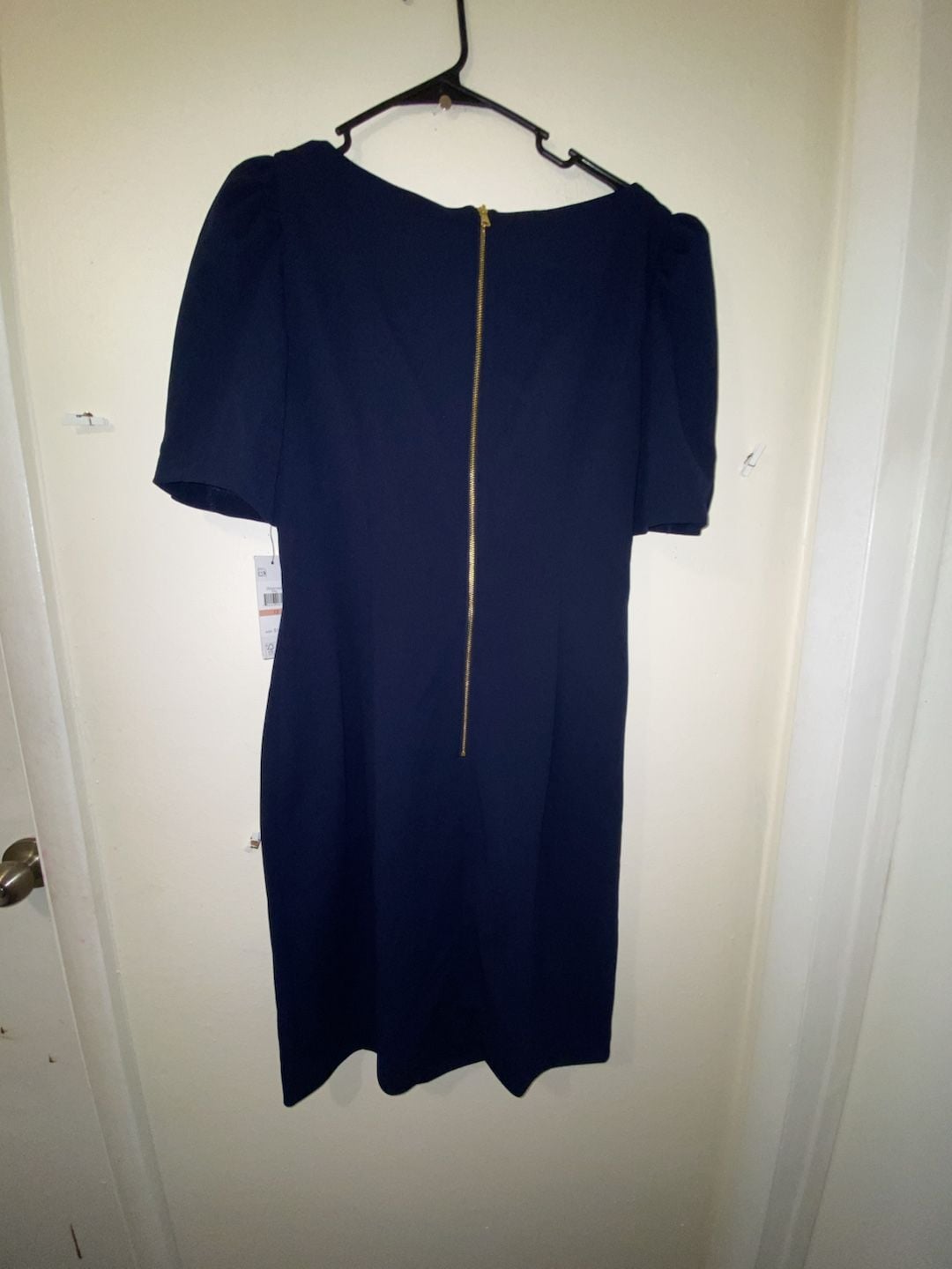 DKNY Sheath Dress Size 12 Blue Ruched Puff Sleeve 5