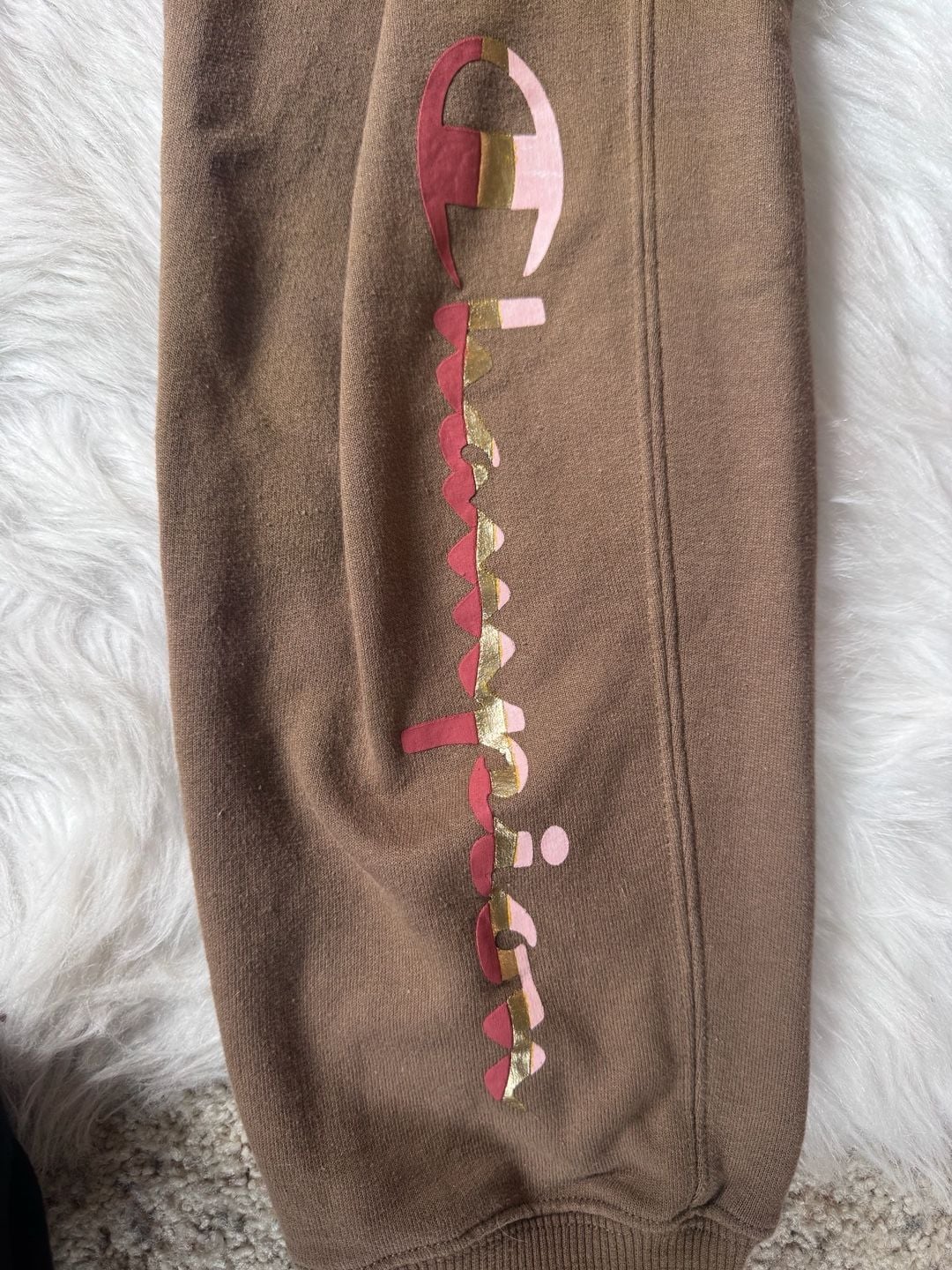 Champion Joggers Brown Sweatpants Logo Script Size M 7