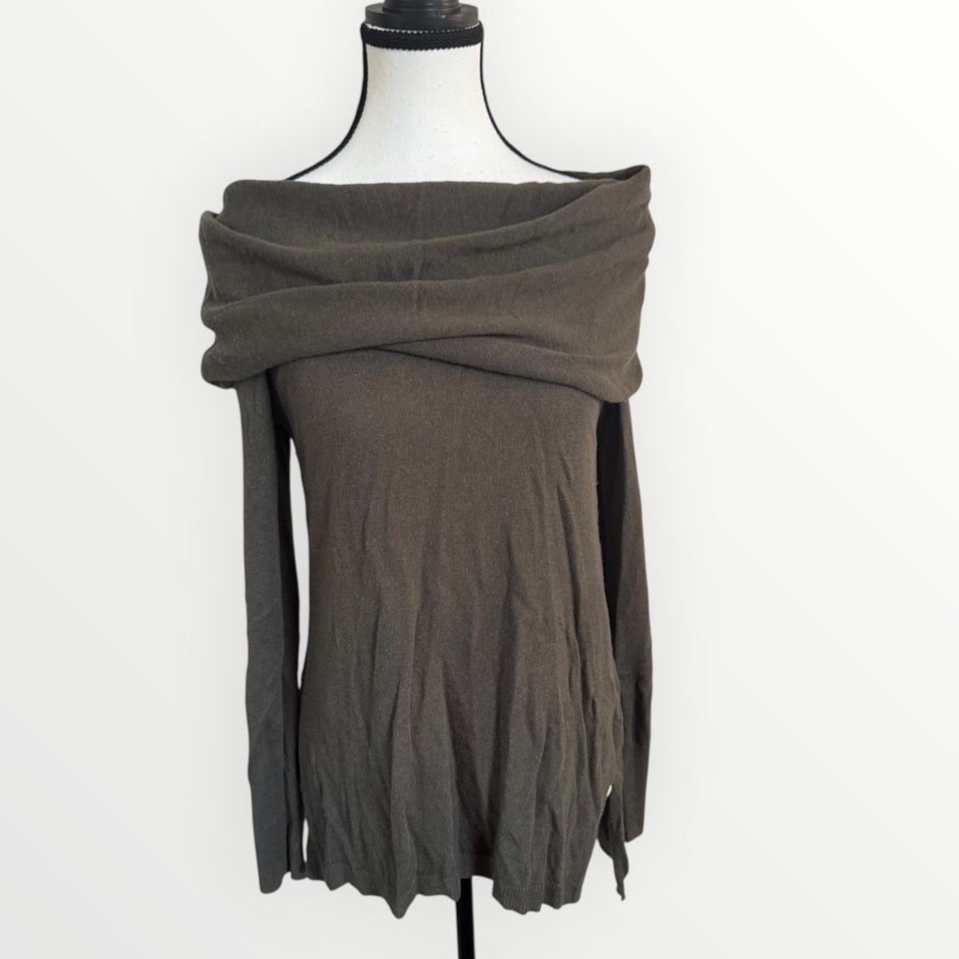 Kaisely Off-Shoulder Sweater Size S Draped Cowl Neck Tunic 2