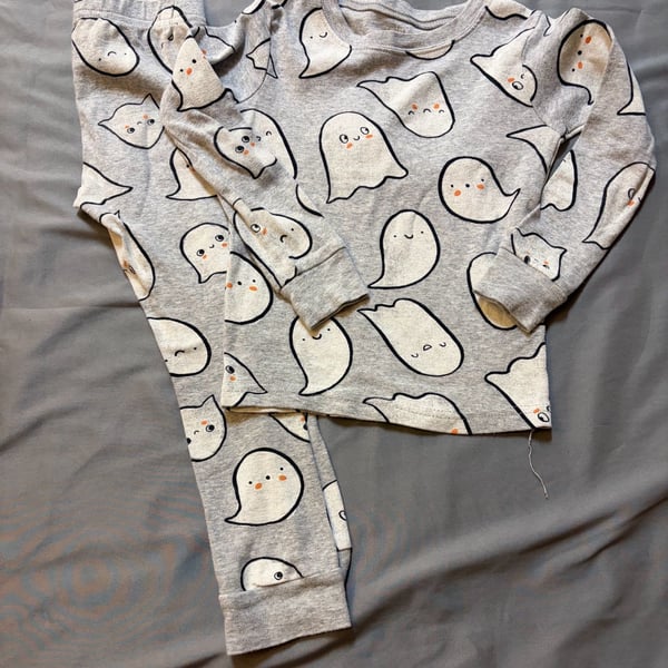 Carter's Ghost Pajama Set Grey Halloween Print