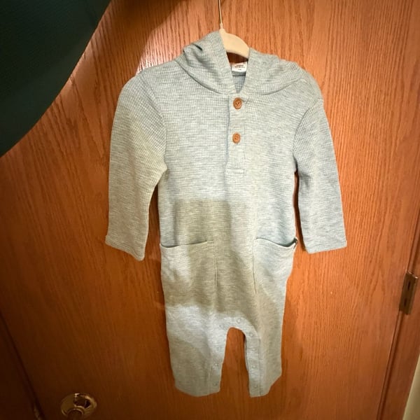 Modern Moments by Gerber Waffle Hooded Romper Size 6-9 M Green