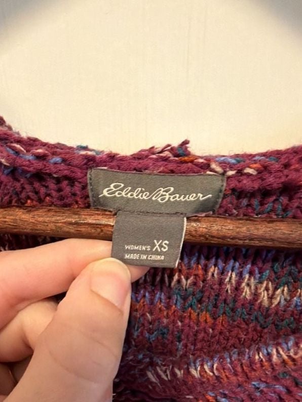 Eddie Bauer Hooded Sweater Size XS Marled Knit Pullover 3
