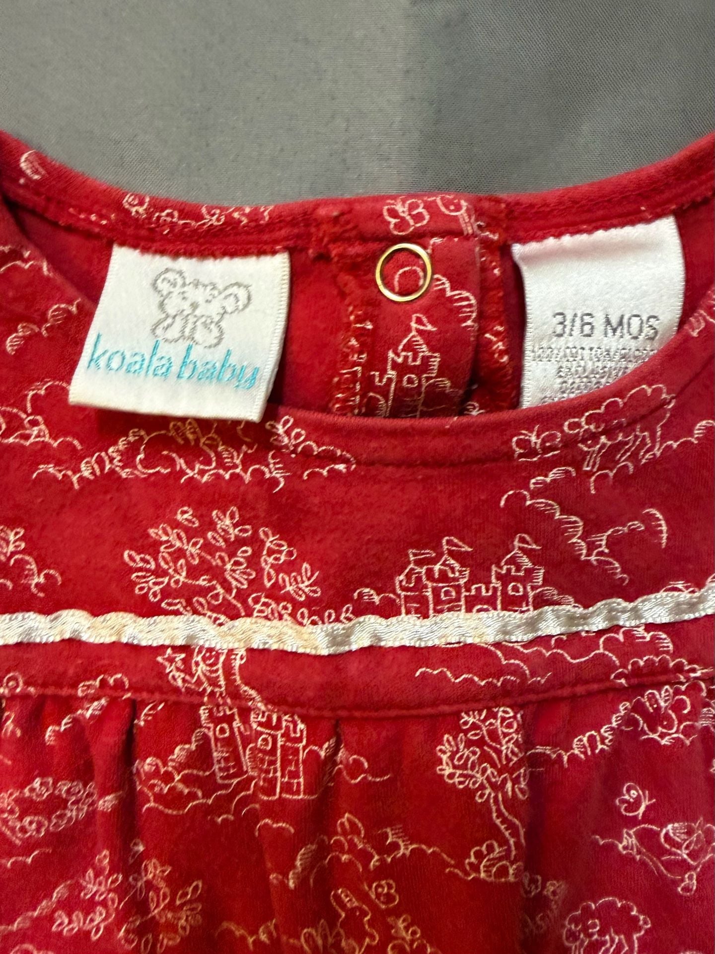 Koala Baby Bubble Romper Size 3/6 MOS Red Castle Print 4