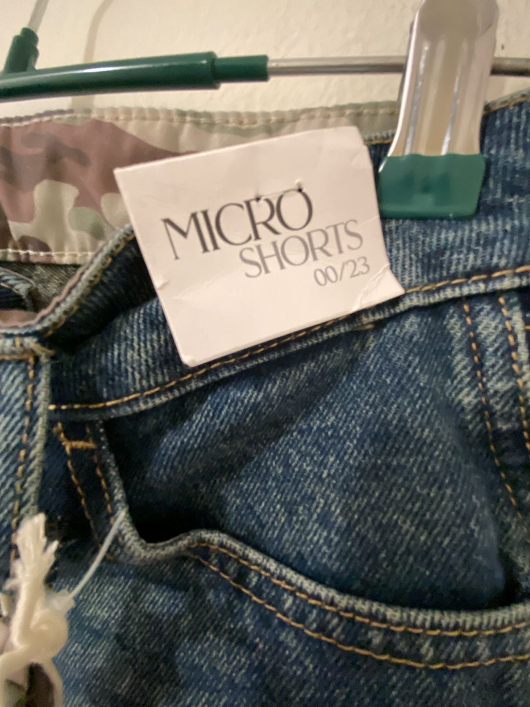 Micro Shorts Size 00/23 Low Rise Denim Cutoffs With Bikini 2