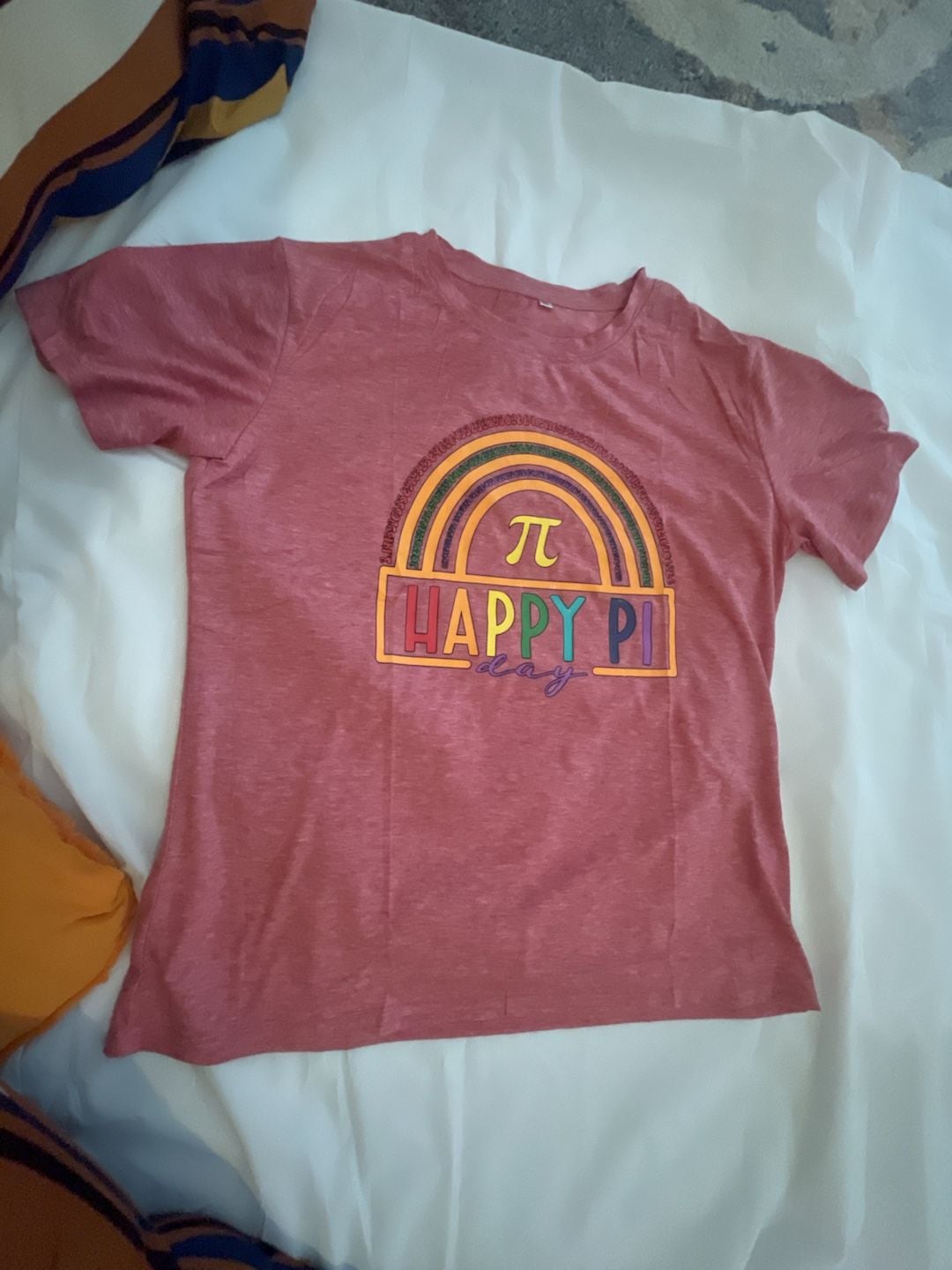 Happy Pi Day Math Teacher T-Shirt Size XL Red Rainbow Pi Symbol 2