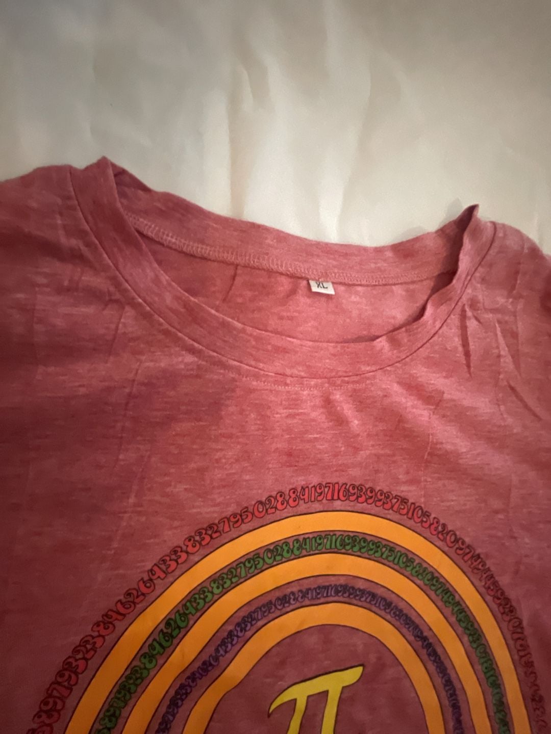 Happy Pi Day Math Teacher T-Shirt Size XL Red Rainbow Pi Symbol 3