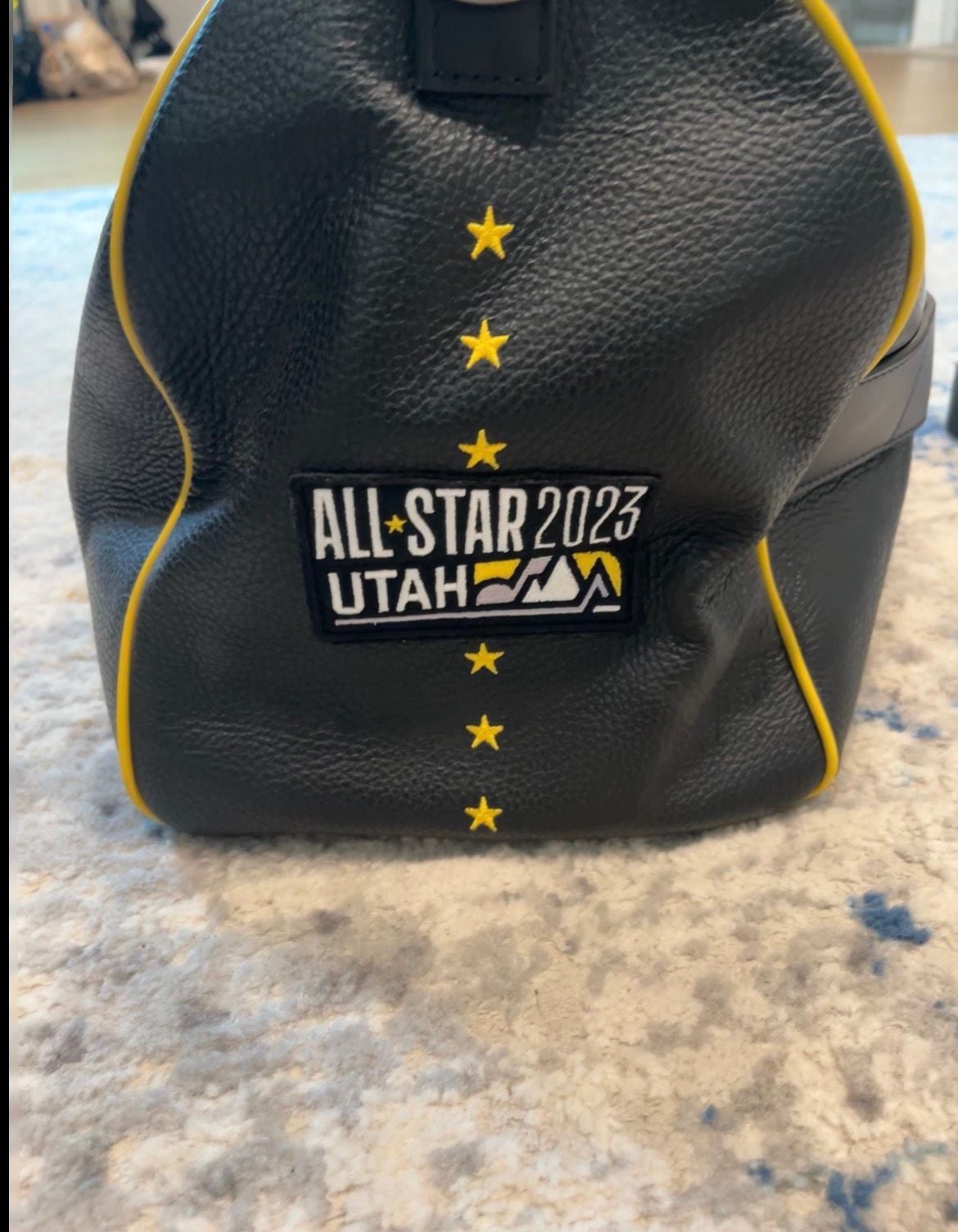The Heyyman NBA All-Star 2023 Utah Leather Duffle Bag Black Yellow Carry On 4