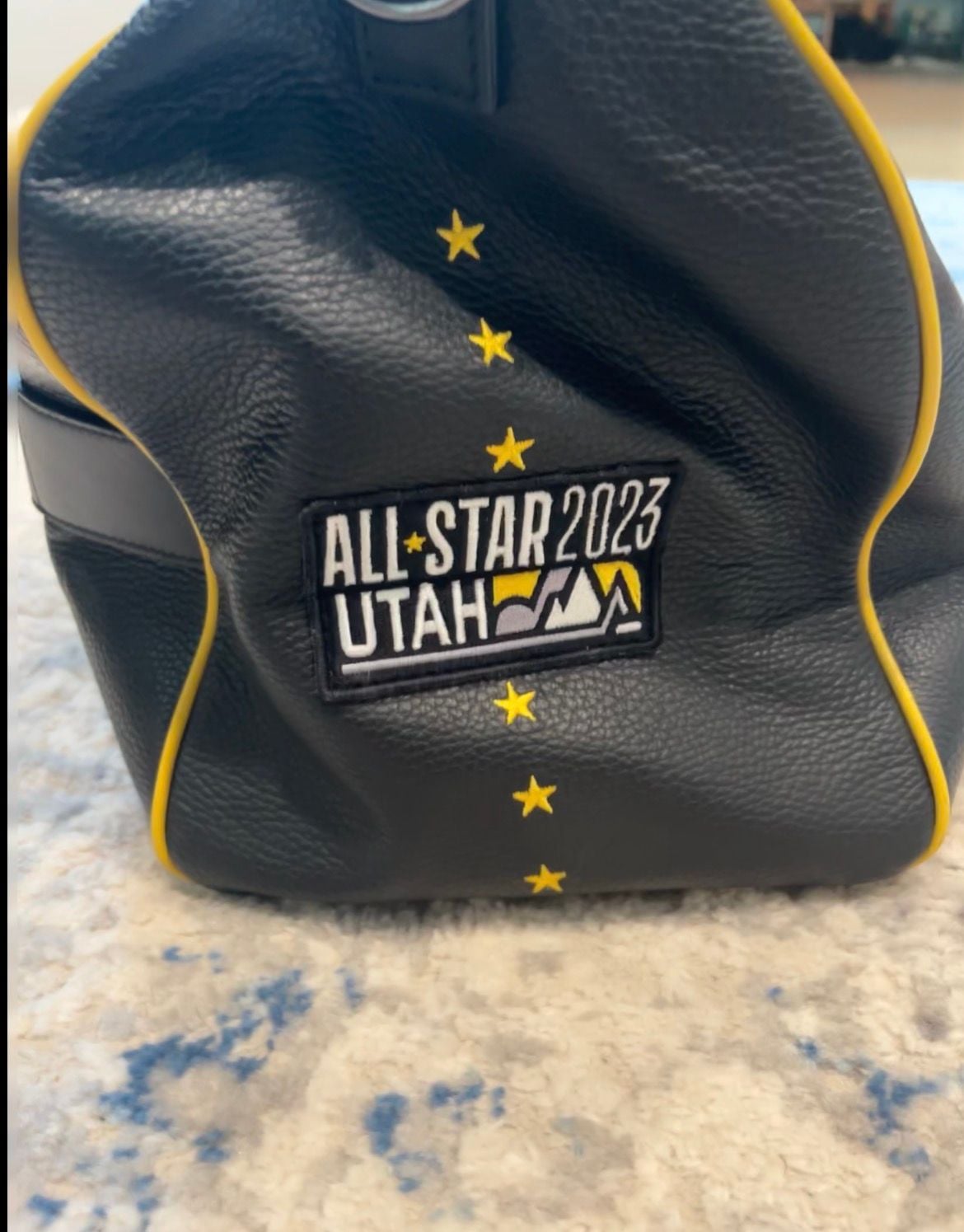 The Heyyman NBA All-Star 2023 Utah Leather Duffle Bag Black Yellow Carry On 5