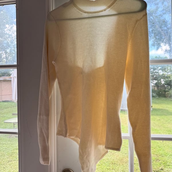 Abercrombie & Fitch Bodysuit Size XL Cream Ribbed Mock Neck Long Sleeve
