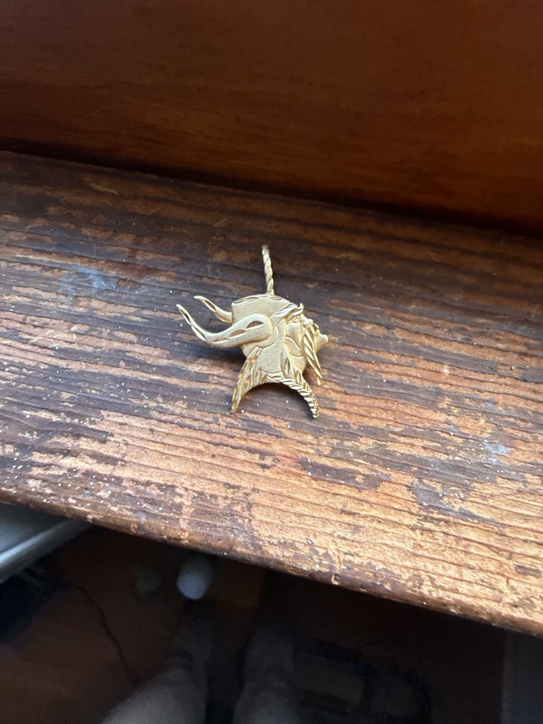 Vintage 14K Gold Bull Steer Skull Horns Pendant Charm 2