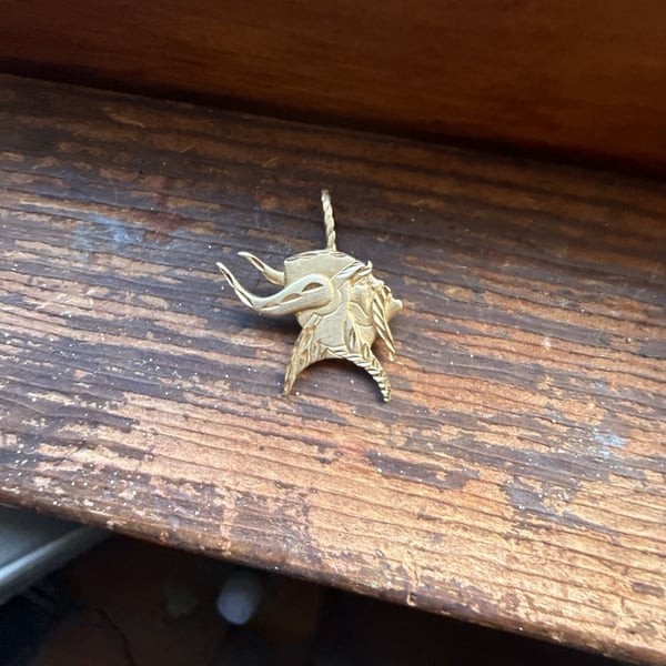 Vintage 14K Gold Bull Steer Skull Horns Pendant Charm