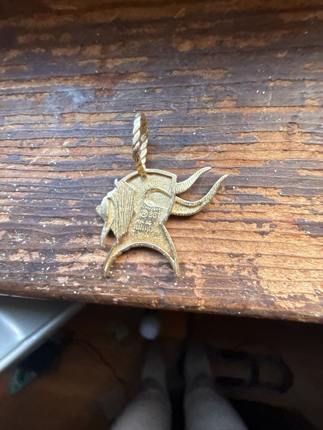 Vintage 14K Gold Bull Steer Skull Horns Pendant Charm 3