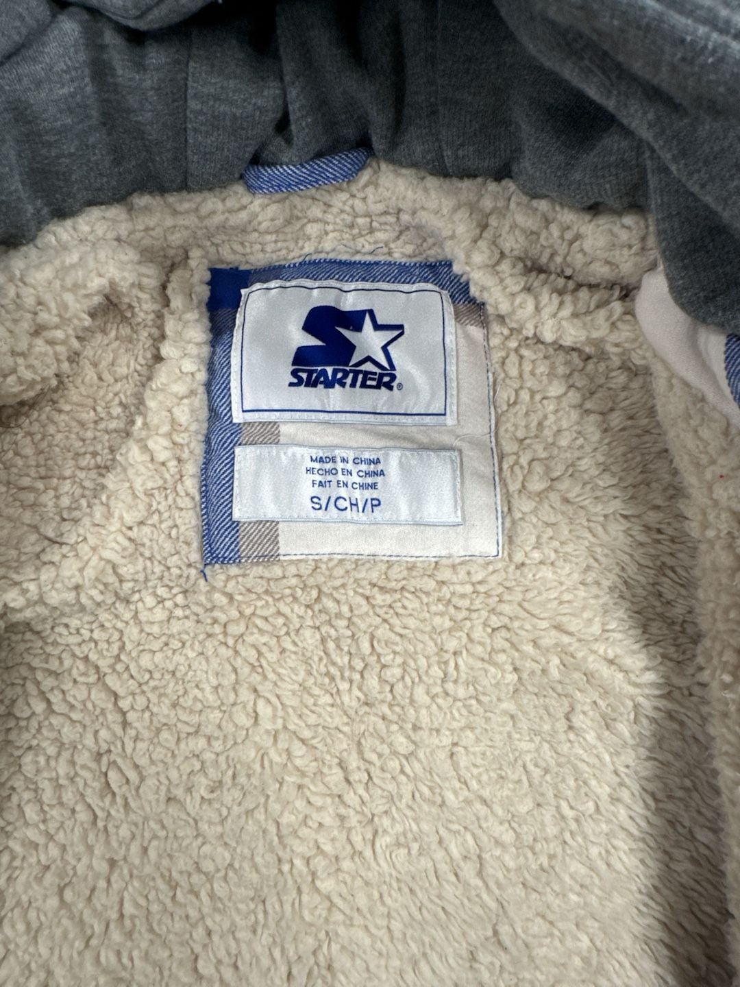 Starter Los Angeles Dodgers Plaid Hoodie Jacket Size S Blue Sherpa Lined 4
