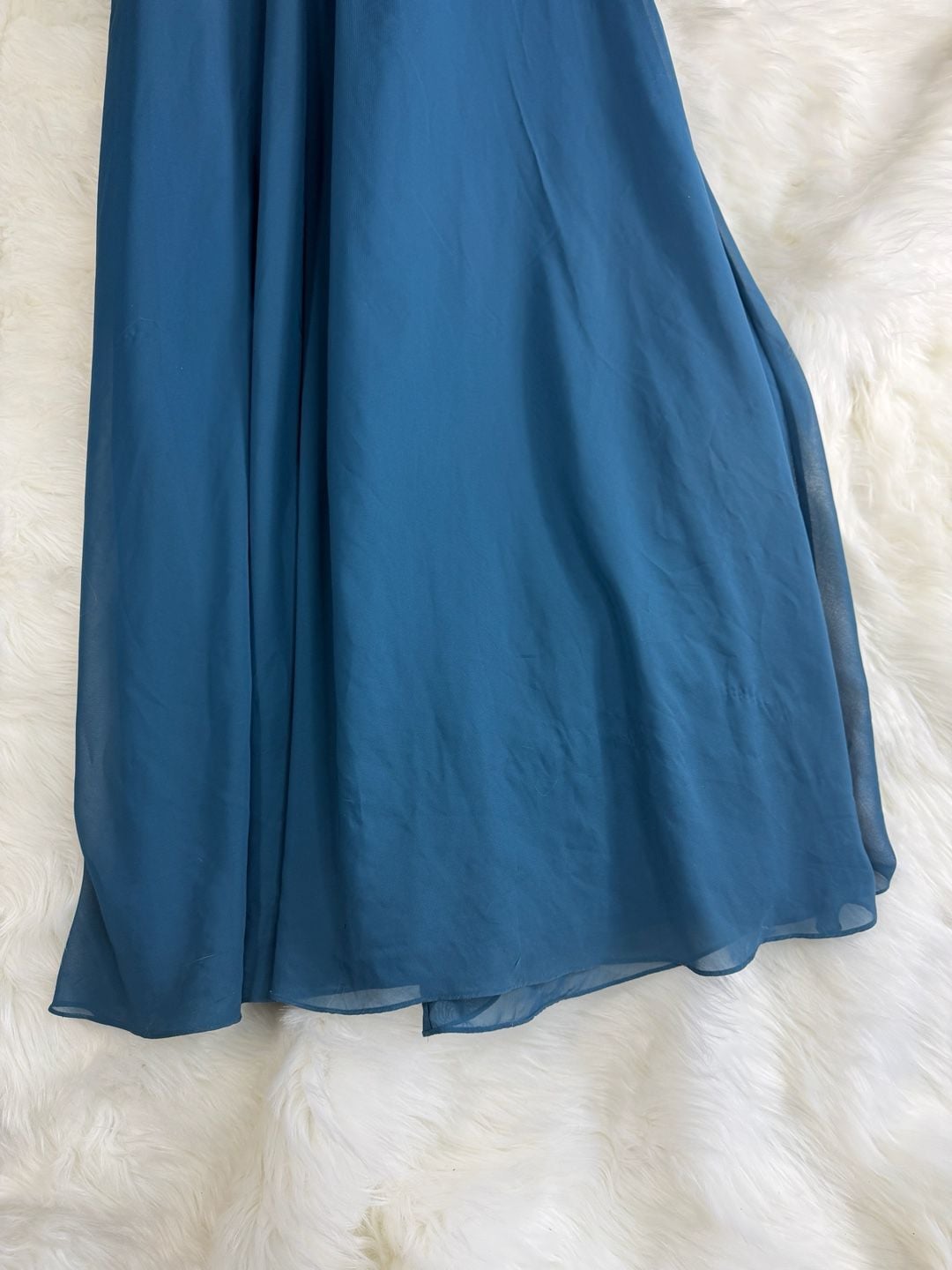 Azazie Ginger Halter Chiffon Floor Length Bridesmaid Dress Ink Blue 4