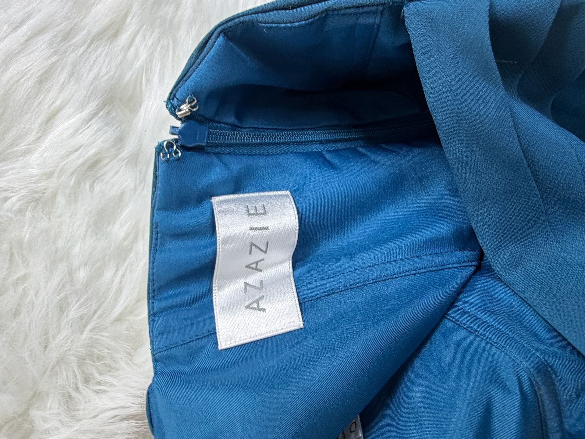 Azazie Ginger Halter Chiffon Floor Length Bridesmaid Dress Ink Blue 13