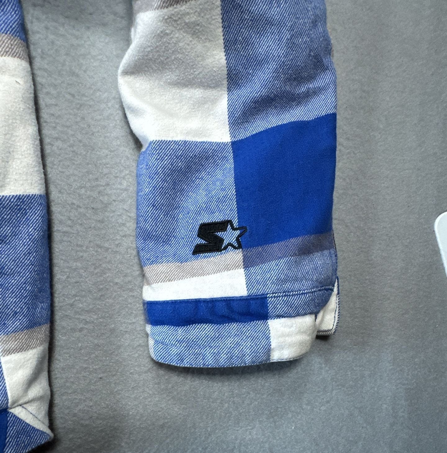 Starter Los Angeles Dodgers Plaid Hoodie Jacket Size S Blue Sherpa Lined 10