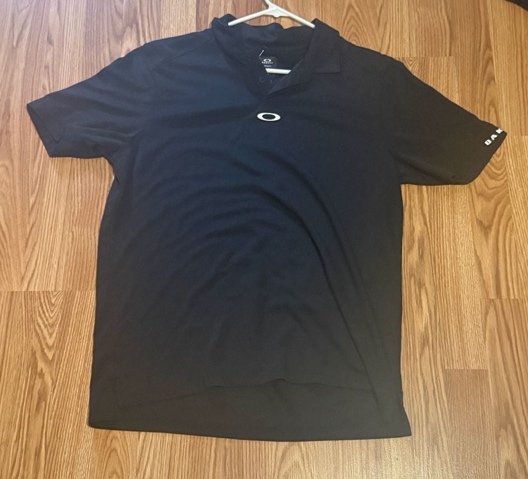 Oakley Regular Fit Polo Shirt Size L Black Golf Tennis 3