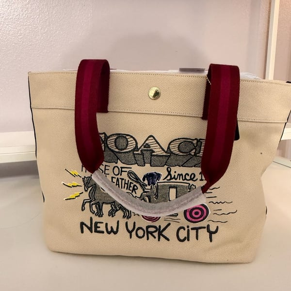Coach Art School Canvas Tote Bag Natural Multi C5683 New with Tags