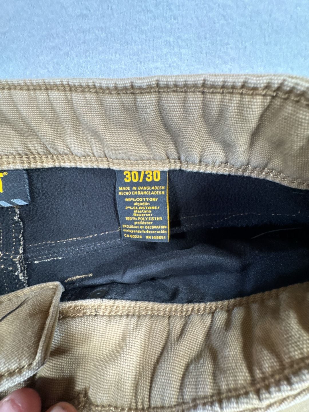 CAT Work Pants Size 30/30 Brown Cotton Blend Fleece Lined 7