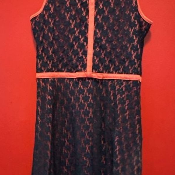 Pinky Sleeveless Lace Dress Size 16 Blue Orange A-Line