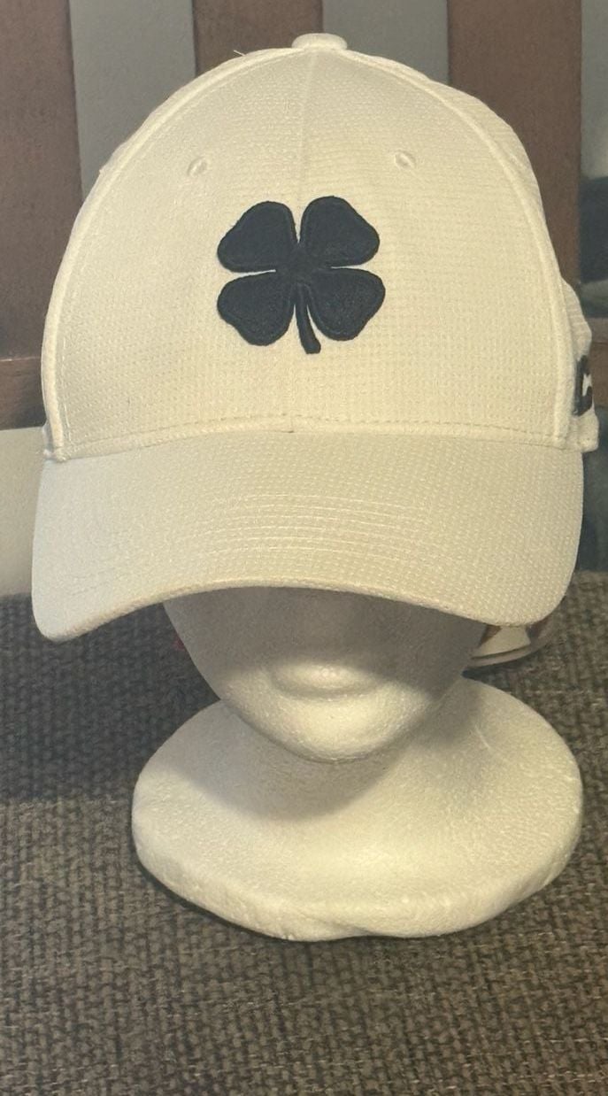Black Clover Premium Clover Hat Size L/XL White Fitted Golf Cap Live Lucky 2