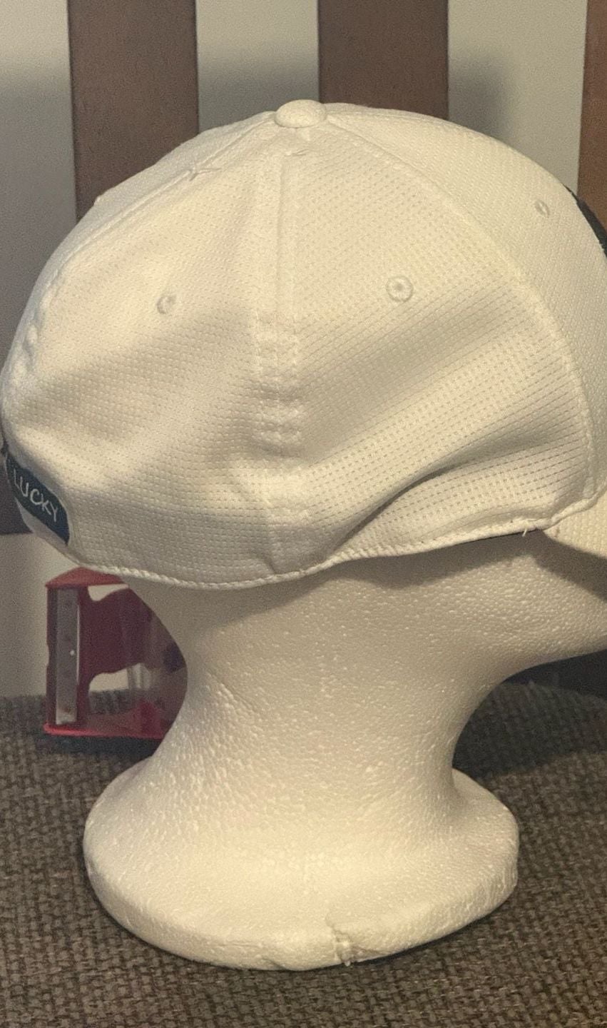 Black Clover Premium Clover Hat Size L/XL White Fitted Golf Cap Live Lucky 3