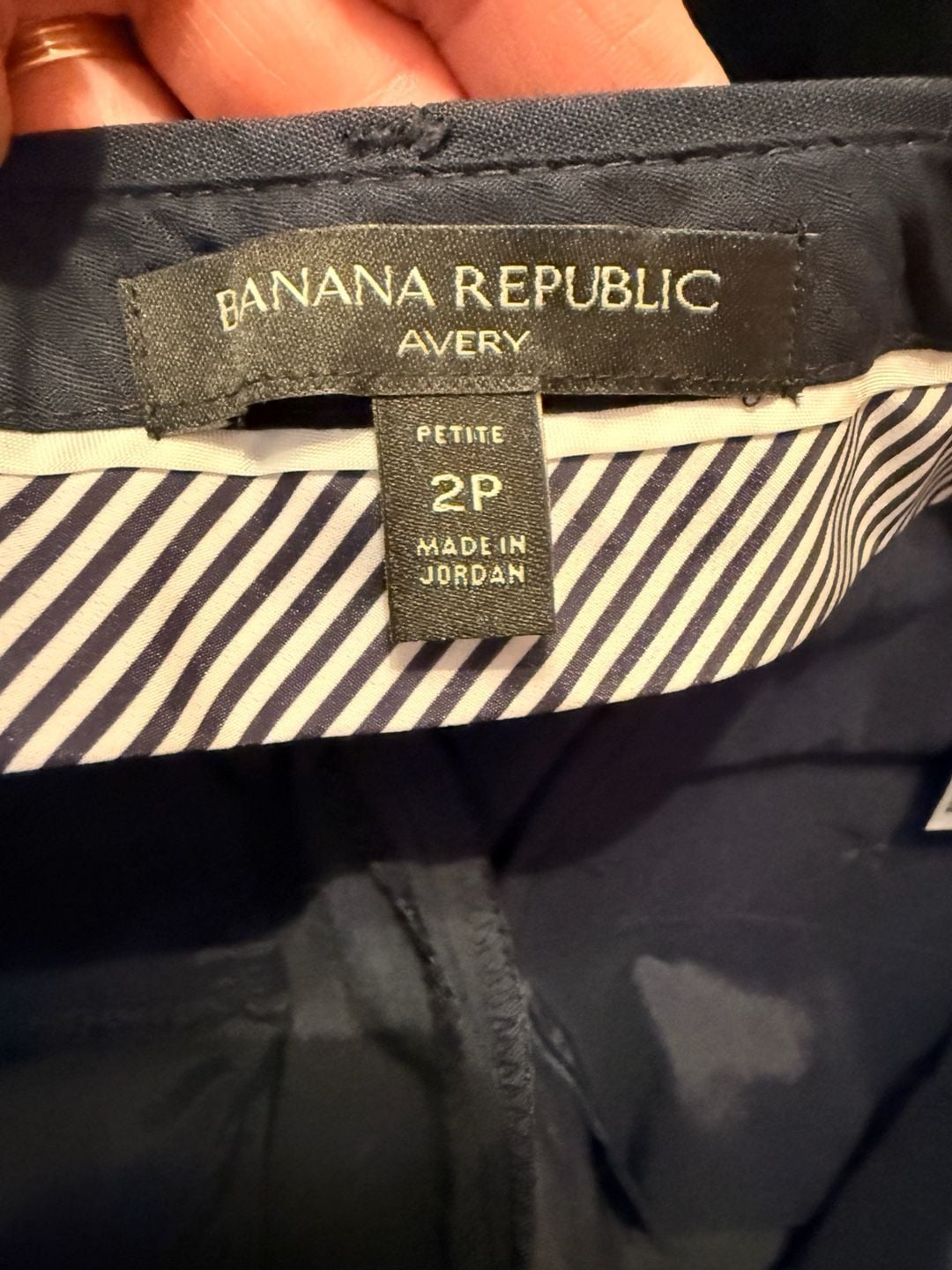 Banana Republic Avery Pants Size 2P Navy Blue Italian Wool Petites Ankle Fit 7