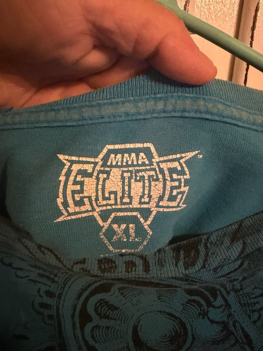 Y2K MMA Elite Skull Cross Graphic T-Shirt Size XL Blue 5