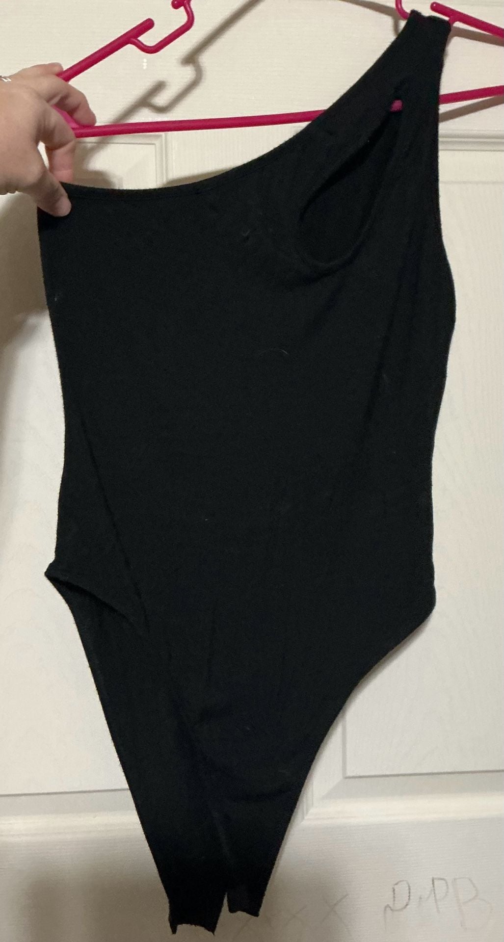 SHEIN One Shoulder Cutout Bodysuit Black 2
