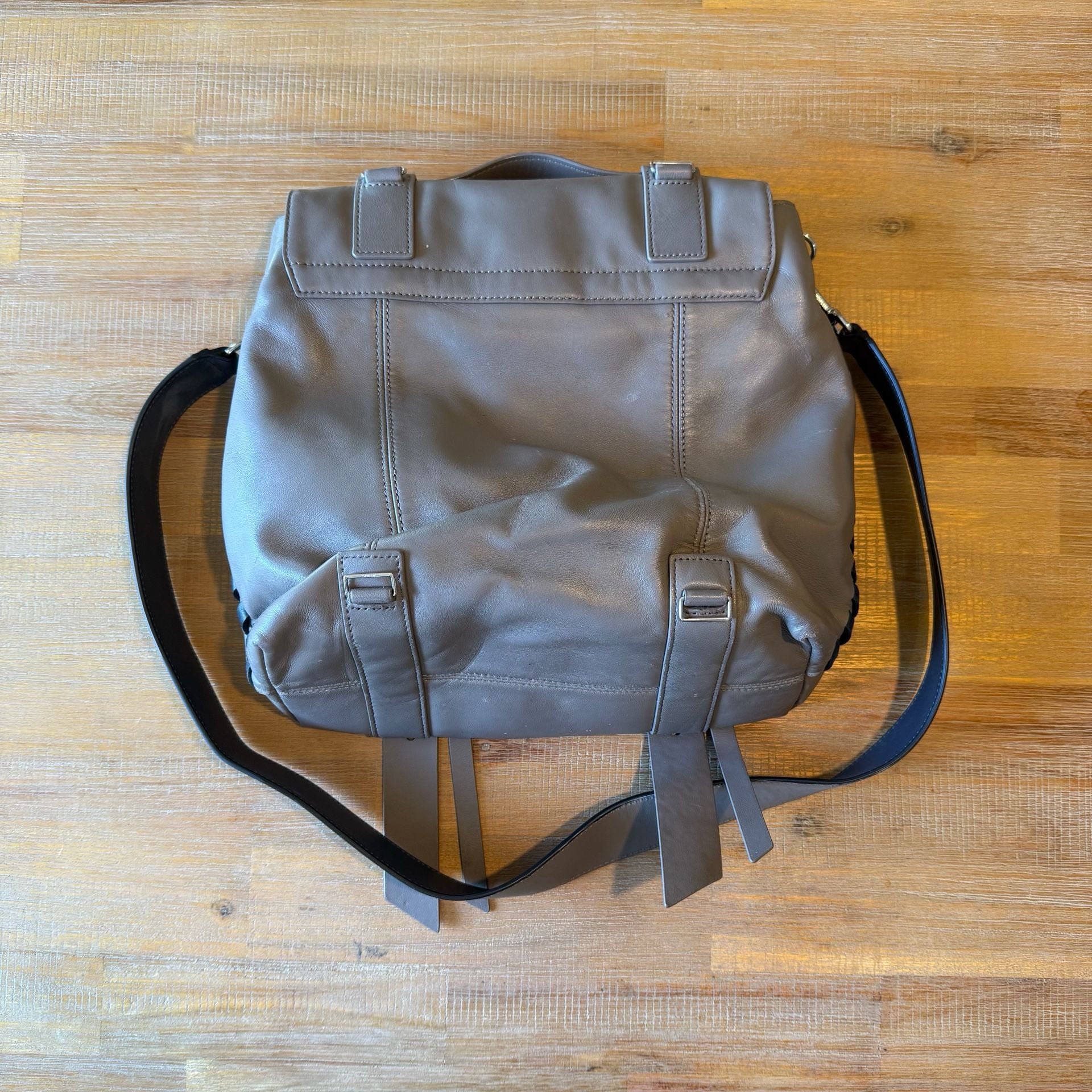 AllSaints Fin Convertible Leather Backpack Grey w/o straps 3