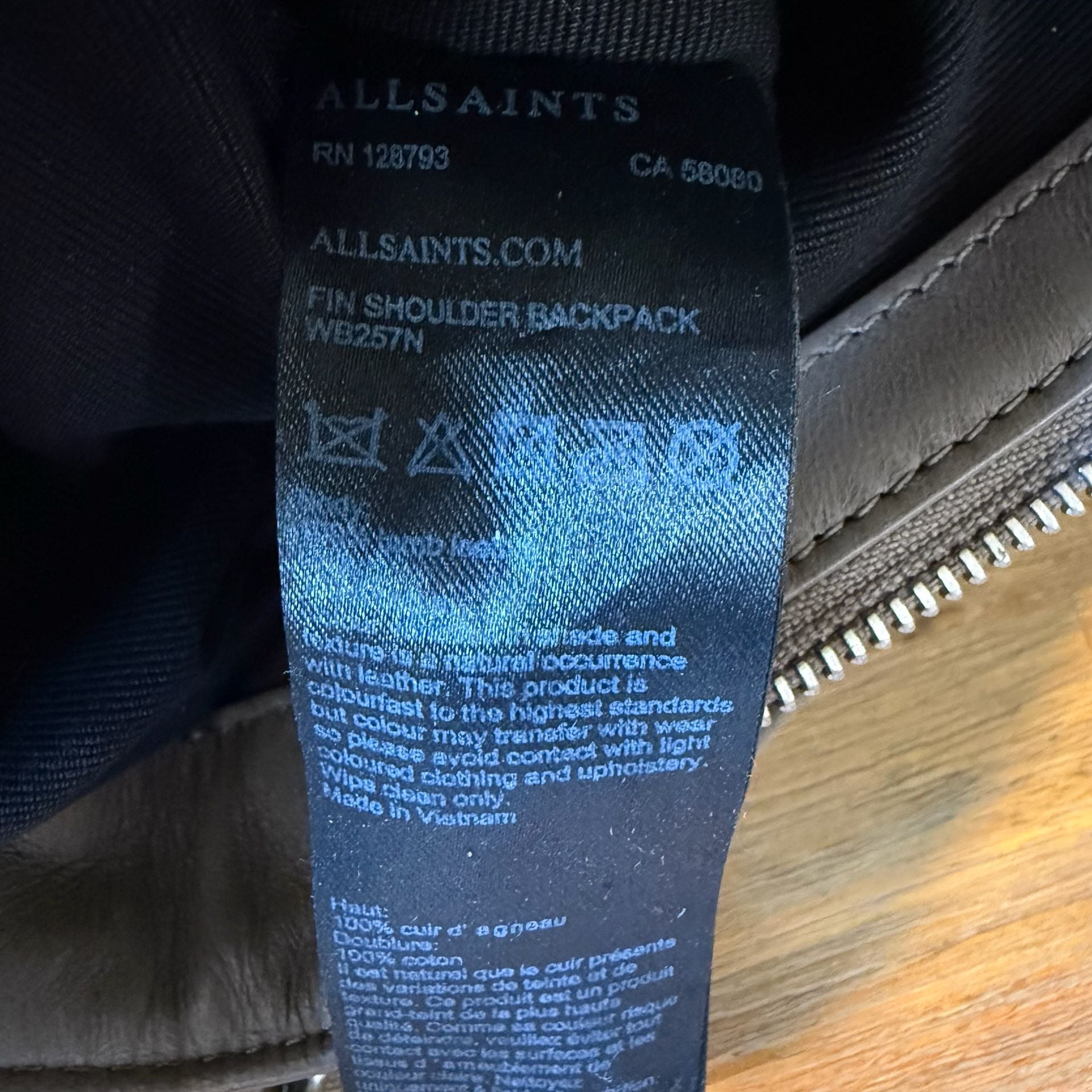 AllSaints Fin Convertible Leather Backpack Grey w/o straps 4