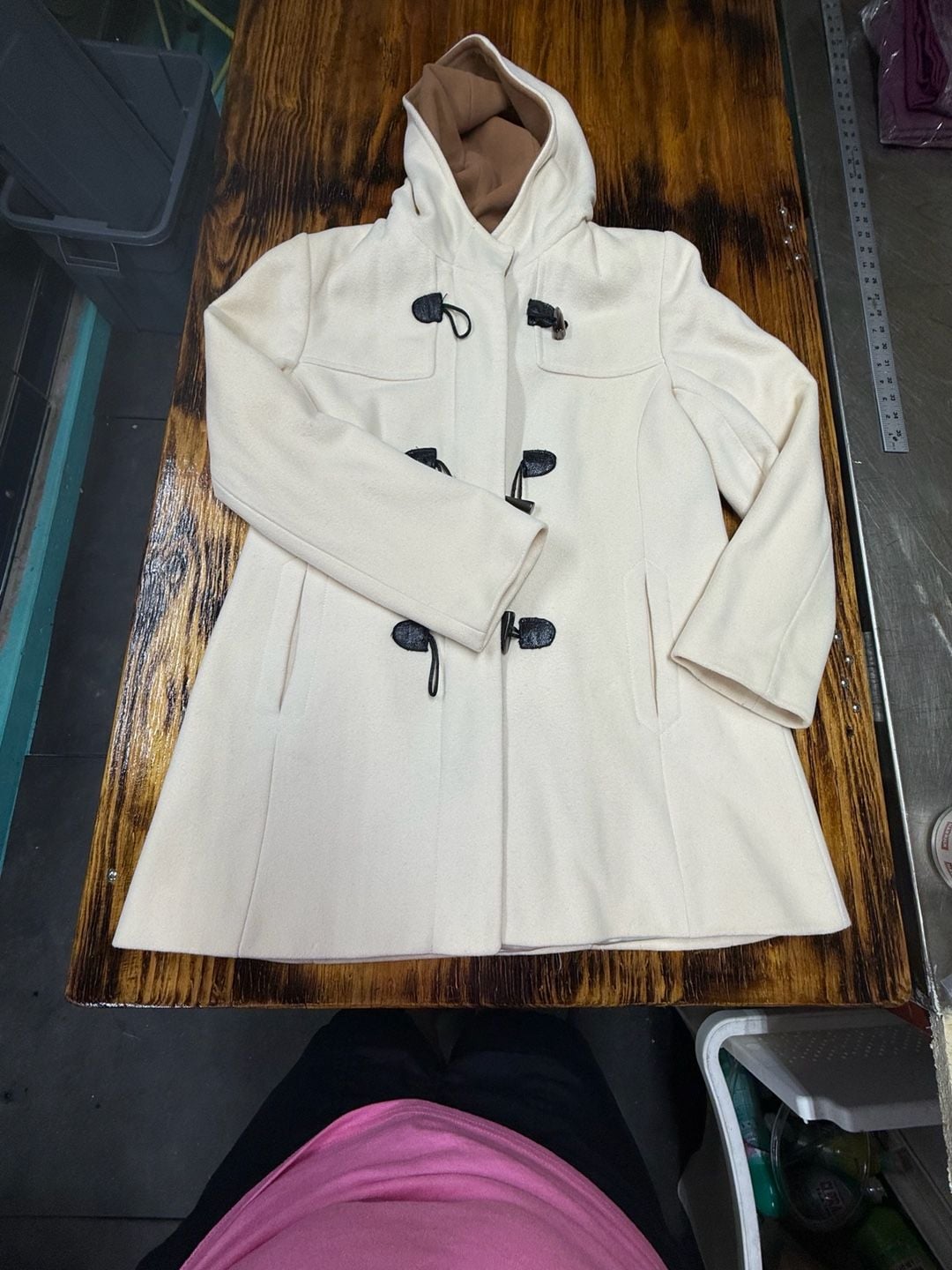 Vintage Pendleton Hooded Duffle Coat – Winter White Wool Blend Toggle Jacket 2