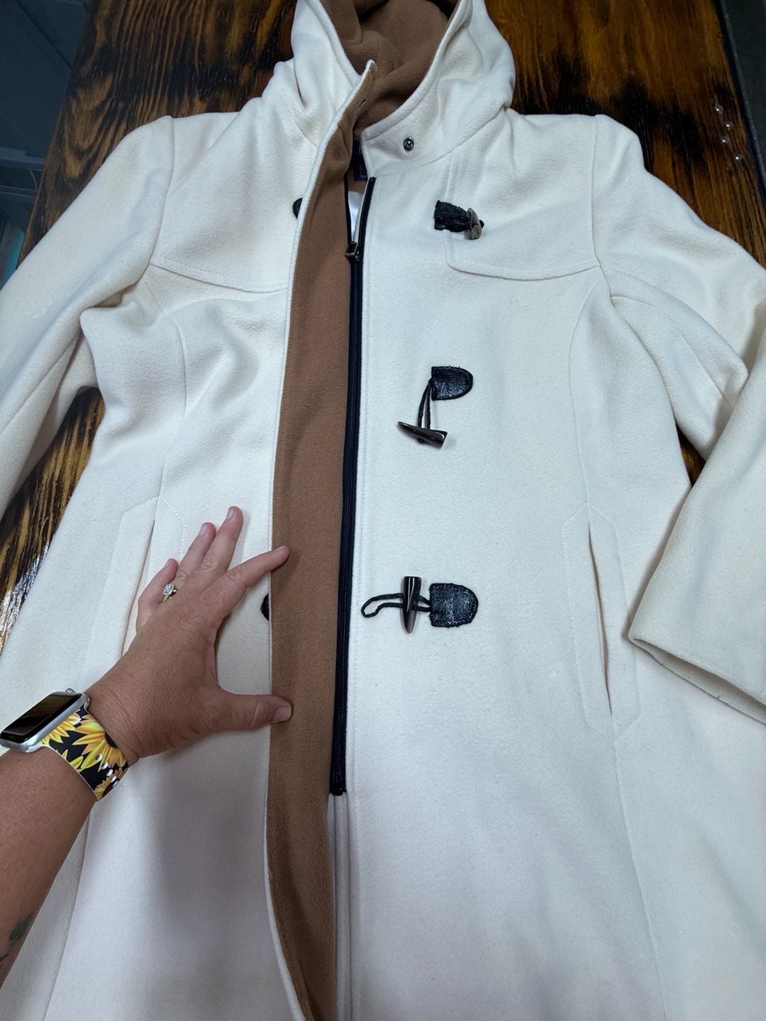 Vintage Pendleton Hooded Duffle Coat – Winter White Wool Blend Toggle Jacket 5