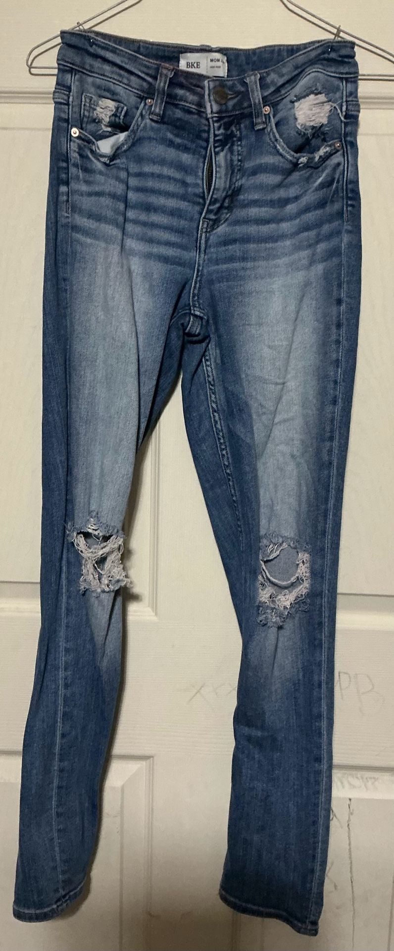 BKE Mom Jeans Distressed Denim Blue 2
