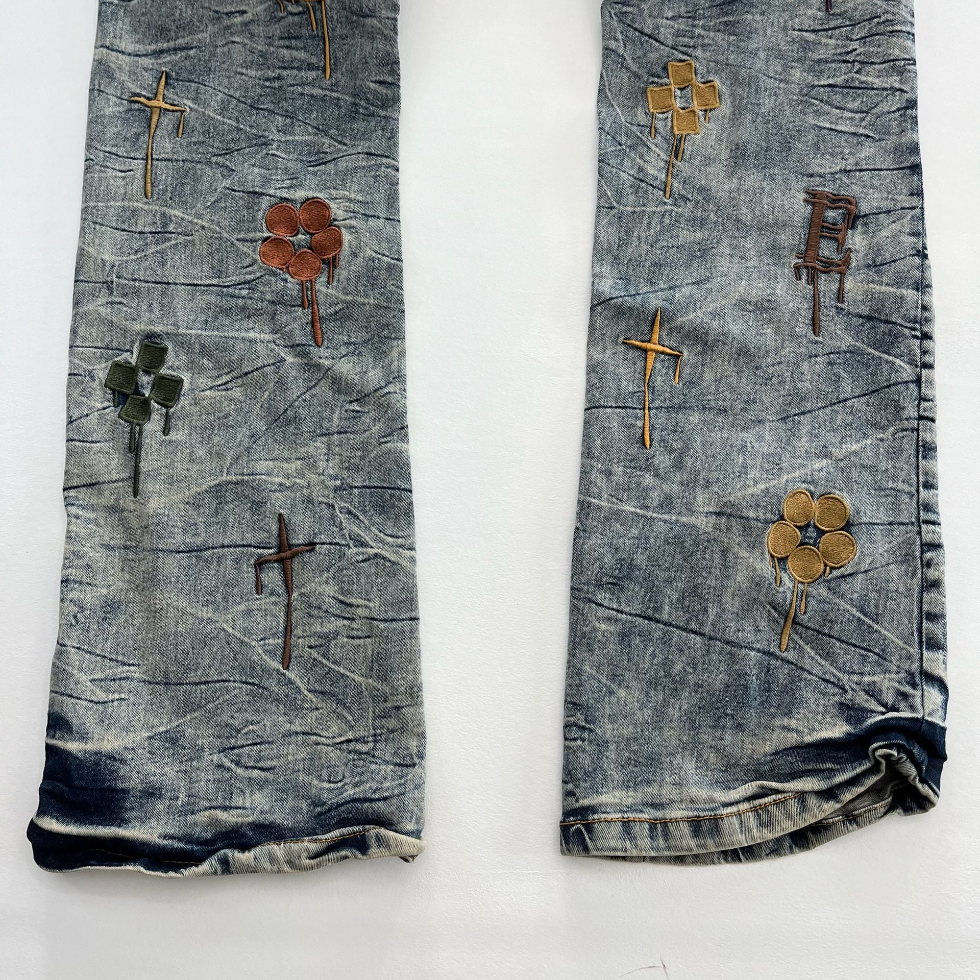 Regal Exchange Embroidered Jeans Size 40 Blue Acid Wash Denim 12